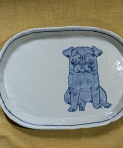 だ円皿　黒パグ