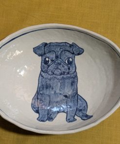 だ円鉢　黒パグ
