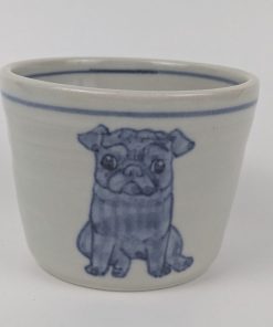 蕎麦猪口　黒パグ