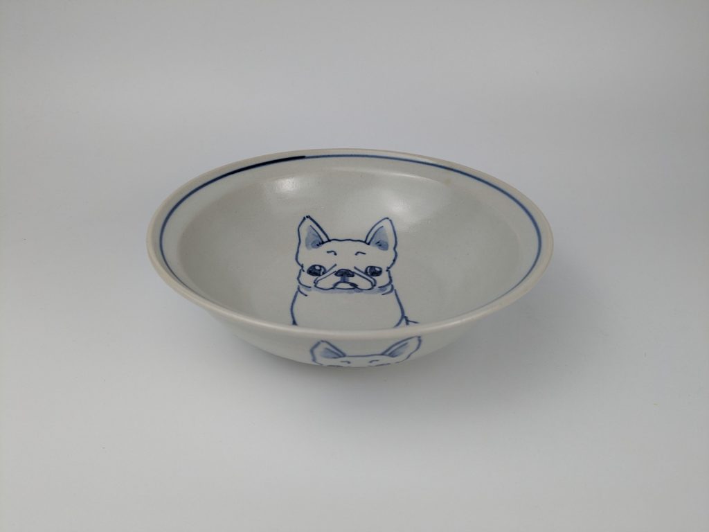 スープ碗 フレンチブルドッグ白